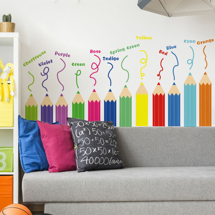 Cartoon%20Rainbow%20Crayon%20Wall%20Stickers%20Kids%20Room%20Bedroom%20Background%20Decoration%20Wallpaper%20Home%20Decor%20Self%20Adhesive%20Nursery%20Decals%20-%20Image%205