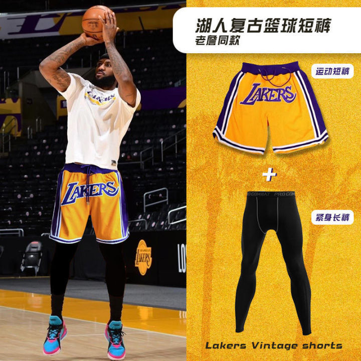 Lakers James Kobe Vintage Shorts Men's Summer Thin Quick-Drying