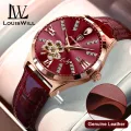 LouisWill Genuine Leather Watch Women's Fashion Watch Clover Dial Inlaid With Diamond 30M Waterproof Watch With Calendar Quartz Watch Belt Watch Wristwatch for Women Ladies. 