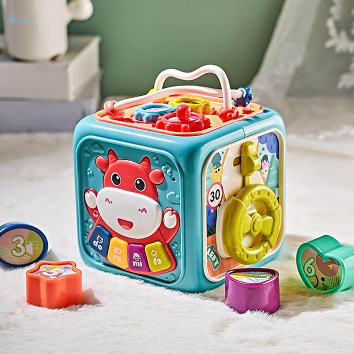 Baby Musical Toys Activity Cube Toy in Play Center Toy Sided