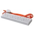 ORANGE - Extension Wire Cord 3 / 5 / 7 / 10 Meter  4Way - 13A Trailer Multi Socket - Multi Plug Power Strip - Fused Plug Top - Life Time Warranty. 