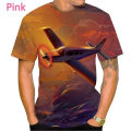 New Summer Fashion Blue Sky And Airplane 3D Printed T-Shirt Unisex Cool Casual Short-Sleeved T Shirt Breathable Oversized Tees. 