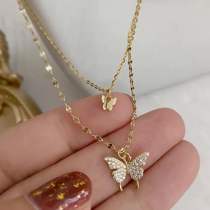 New%20Elegant%20Silver%20color%20Shiny%20Butterfly%20Necklaces%20Ladies%20Exquisite%20Double%20Layer%20Clavicle%20Chain%20Necklace%20Jewelry%20Gift%20-%20Image%206