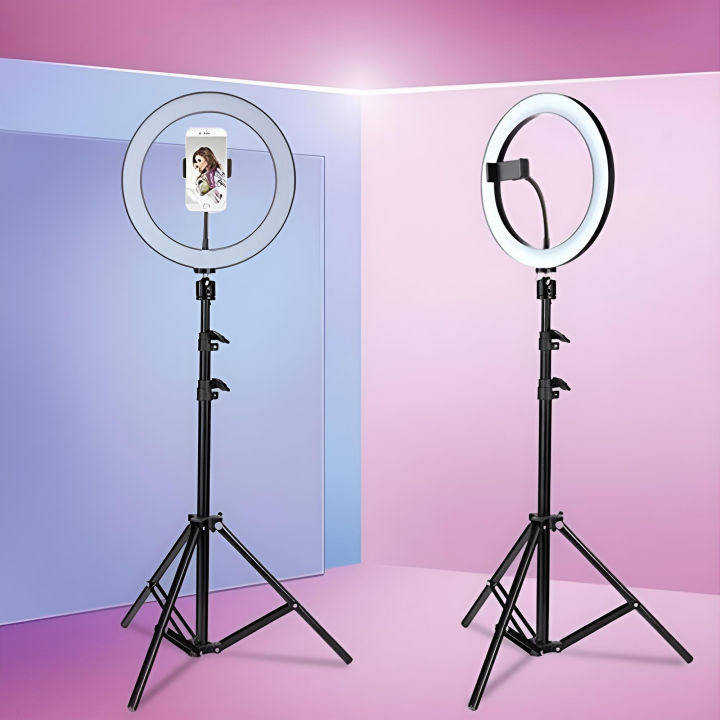 Adjustable Phone Holder Ring Light with 7ft Tripod Stand 10 Inch