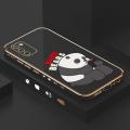 Hontinga for Samsung Galaxy M02S A02S Case Luxury 6D Plating Cute Cartoon Panda Side Pattern Soft Back Cover Silicone Square Phone Cases. 