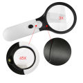 3 LED Light 45X Handheld Reading Magnifying Glass Lens Jewelry Loupe. 