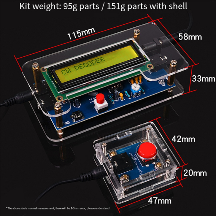 NCANRUI DC9V CW Decoder Morse Code Reader DIY CW Trainer Decoder Kit ...