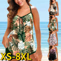 2022 Two-Piece Set Tankini Women Vintage Beachwear Swimwear Loose Size Bathing Suit New Summer Ladies Floral Print Swimwear. 
