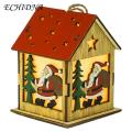 Christmas Tree Ornaments Miniature Led Wooden Christmas House Ornament Battery Powered Xmas Tree Decoration for Southeast Asian Buyers Diy Christmas Decorations. 