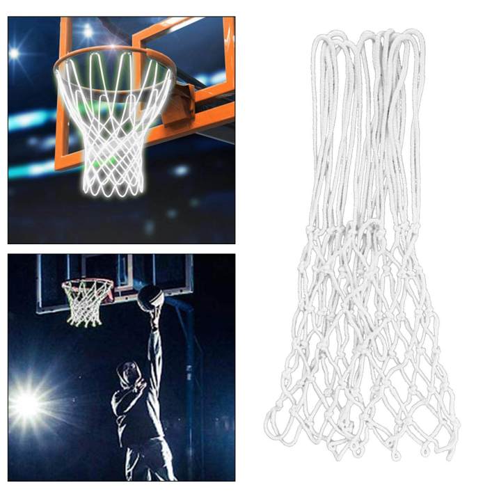 2xDurable Basketball Hoop Net Heavy Duty Night Glow 12-Loop Mesh White