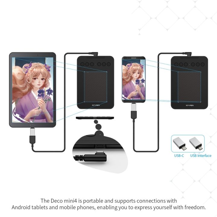 XPPen%20Graphics%20Tablet%20Digital%20Drawing%20Tablet%204x3%20Inch%20Deco%20Mini4%208192%20Levels%20with%206%20Shortcut%20Keys%20for%20Windows%20Mac%20Android%20-%20Image%204