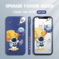 Jizetin for Samsung Galaxy A10 Case Side Design Phone Cover Moon Space Astronaut Cover Square Edge Pattern Liquid Silicone Trend Case. 