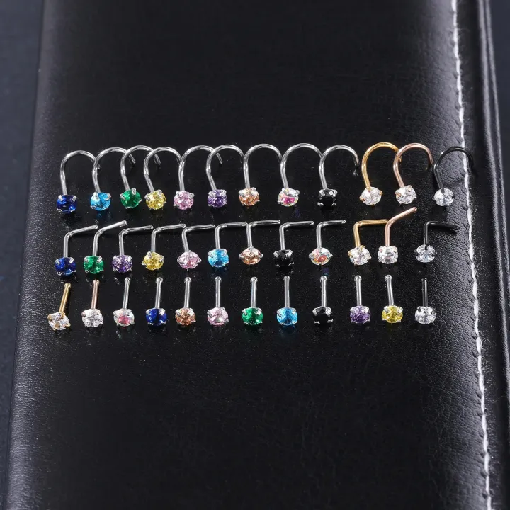 AOEDEJ%201%20Piece%20CZ%20Crystal%20Nose%20Stud%2020g%20L/I/S%20Shape%20316L%20Stainless%20Steel%20Nostril%20Piercings%20Heart%20Star%20Gems%20Nose%20Piercing%20Jewelry%20-%20Image%203