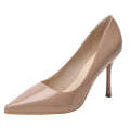 New womens Korean pointed solid color PU coated fine heels, work shoes, professional high heels. 