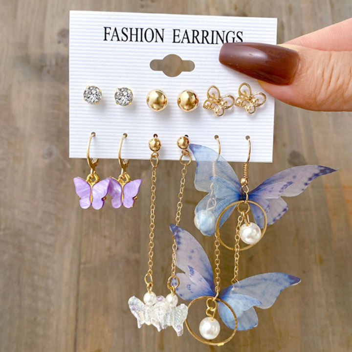 6%20Pairs%20Korean%20Charm%20Gold%20Butterfly%20Stud%20Earrings%20Set%20For%20Women%20Girls%20Fashion%20Nicle%20-%20Image%204