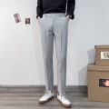 Spring Summer Non-Iron Draping Small Suit Pants Male White Collar Business 9 Suit Pants Men's Office Worker Slim Suit. 