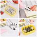 25 Pc Cake Decorating Supplies icing nozzle set With Reusable 02 Couplers and Storage box. 