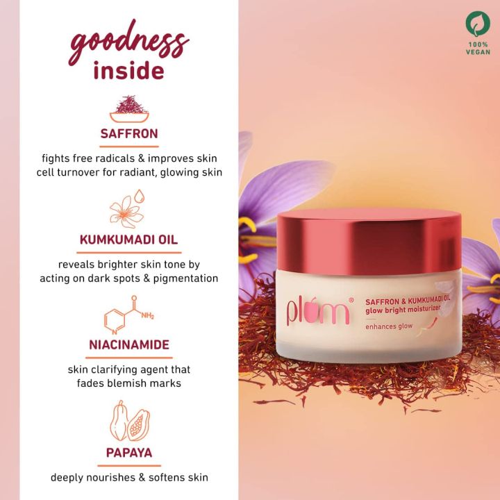 Plum%20Saffron%20&%20Kumkumadi%20Oil%20Glow%20Bright%20Moisturizer%20%7C%20With%20SPF%2035%20%7C%20Brightens%20Skin%20&%20Enhances%20Glow%20%7C%20Fights%20Dark%20Spots%20&%20Dull%20Skin%20%7C%20UVA%20&%20UVB%20Protection%20%7C%20All%20Skin%20Types%20%7C%20100%25%20Vegan%20%7C%2050%20gm%20-%20Image%205