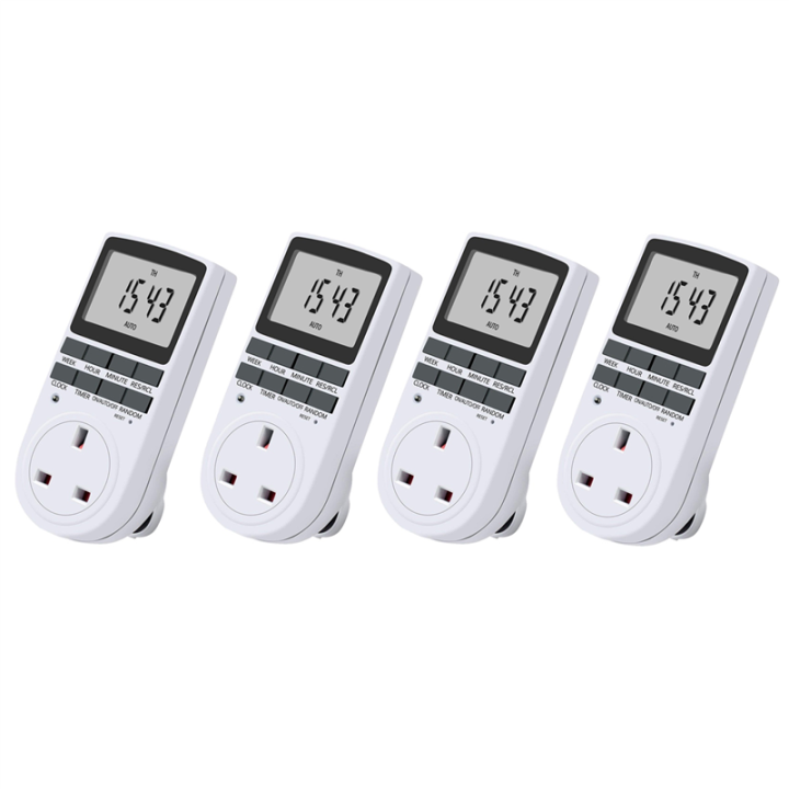 Digital Timer Plug Socket 4X Uk Plug Digital Timer Plug Socket, Electrical Programmable Plug in ...