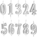 0-9 Number Candle - Gold & Silver - Number Cake Topper for Birthday, Anniversary & Events. 
