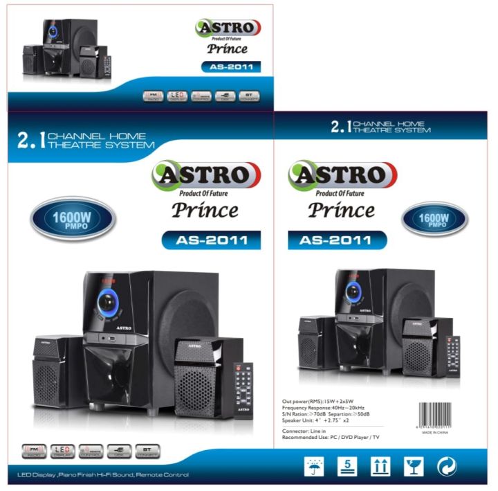 Astro AS 2011BT 2.1 Channel Subwoofer Speaker with Radio, Card Reader, USB, Bluetooth  I STYLEZ  IS52657