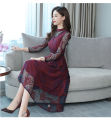 bellylady Women Cotton Lace Dress Fashion Long Sleeves Middle Waist A-line Skirt Elegant Mid-length Dress For Party Wedding. 