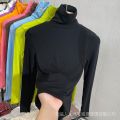 Turtleneck Fruit Green Slim Fit 2024 Inner Wear T T-shirt Western Style Autumn and Winter Pile Collar Top Women's Long Sleeve New Bottoming Shirt. 