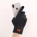Autumn and Winter Fleece-lined Thick Wool Knitted Gloves Men's Touch Screen Warm Gloves Cycling Driving Cold-Proof Warm. 