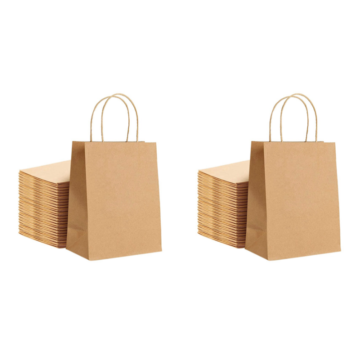 Kraft Paper Bags 50Pcs 5.9X3.14X8.2 Inches Small Paper Gift Bags with Handles Shopping Bags Brown Paper Bags