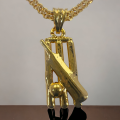 Gold Plated chein 2MM Bismark Chain with Beautiful cricket pendant for women girl and men, boys. 
