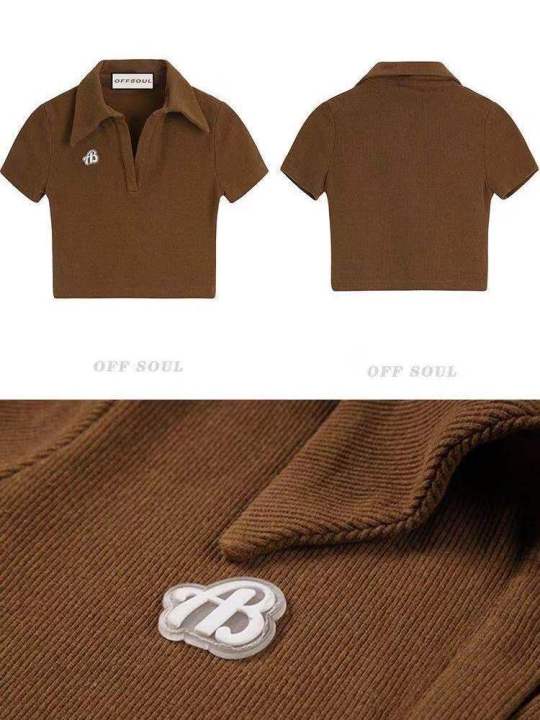 American%20Retro%20Hot%20Girl%20polo%20Collar%20Short%20Sleeve%20T%20T-shirt%20Women's%20Summer%20Niche%20Sweet%20and%20Spicy%20chic%20Short%20Slimming%20Tight%20Top%20-%20Image%202