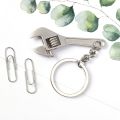 Creative Portable Practical Wrench Shaped Keychain Pendant / Multifunctional Adjustable Universal Alloy Spanner Keyring / Useful Metal Auto Keychain As Repair Tools Or Men Spe. 