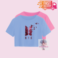 BTS Tshirt KPOP Bangtan Boys Album Logo Branded Crop Top T shirt Crew Round Neck Short Tshirts T-shirt. 