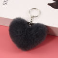 Fluffy Keychain Keyrings Soft Heart Shape Faux Pompom Keychain for Girl Women DENGYOUZHOU. 