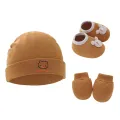 Newborn Outfit Set Infant Cradle Cap Anti Scratch Warm Gloves Sleep Shoes Soft Cotton Baby Bonnet Mittens Footwear. 