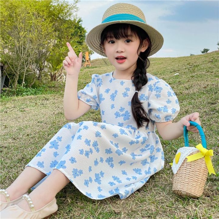 2024%20New%20Floral%20Girls%20Dress%20Summer%20Korean%20Style%20Summer%20Western%20Style%20Children%20Bubble%20Princess%20Skirt%20-%20Image%202