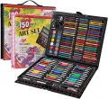 150 Piece Deluxe Art Set Drawing Set for Kids Crafts Kit Box Gift Art Supplies for Drawing, Painting and More Black TBS. 