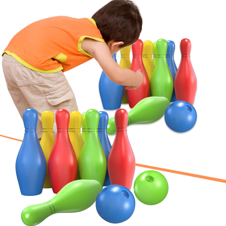 Kids Mini Bowling Set includes 10 Multicolor Pins & 2 Balls
