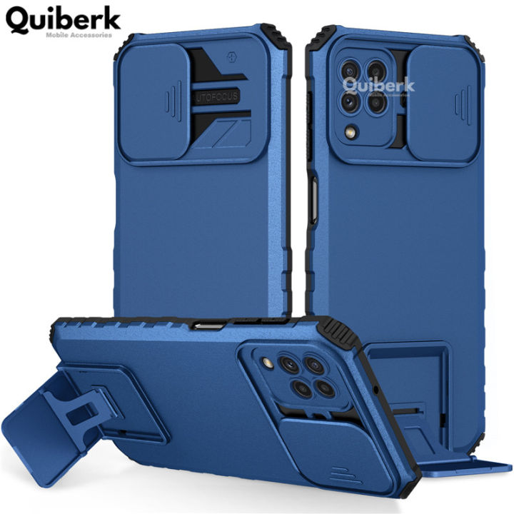 Quiberk%20for%20Samsung%20Galaxy%20M32%204G%20/%20A22%204G%20Phone%20Case%20Slide%20Camera%20Cover%20Kickstand%20Hard%20Shockproof%20Armor%20Back%20Casing%20-%20Image%202