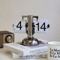 Flip Digital Clock Small Scale Table Clock Retro Flip Clock Stainless Steel Flip Internal Gear Operated Quartz Clock Home Decor. 