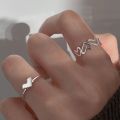 2Pcs/Set Simple Silver Heart Rings Ins Girl New. 