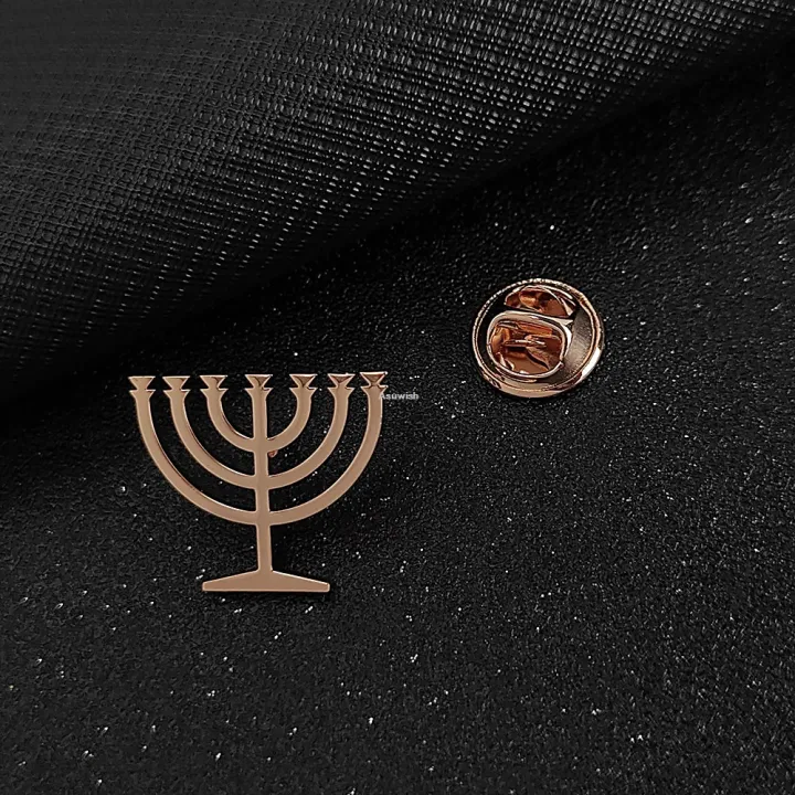 Asuwish Jewish menorah men's brooch stainless steel lapel pin sLuxury ...