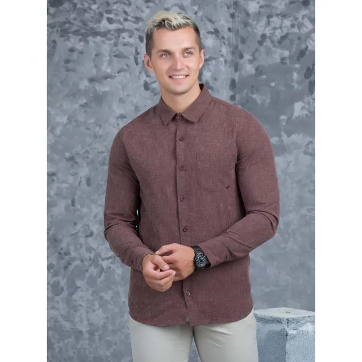 Casual Wear Detailed Linen Long Sleeve Shirt
