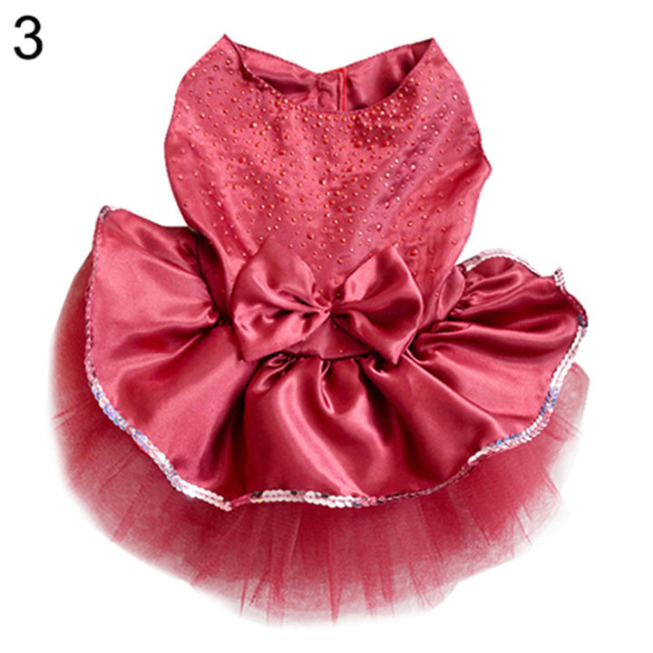 【Atoztide Store】(New) pet dog puppy bow gauze dress skirt sequin princess clothes