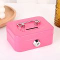 Creative Mini Lockable Cash Box Metal Sturdy Construction Lock Box with Key with Handle Home Use. 