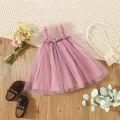Korean Version Mesh Wedding Party Baby Princess Dress Sweet Fashion Infant Sling Dress Solid Color Breathable Girls Children'S C. 