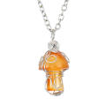 Handcrafted Handwoven Mushroom Jewelry Natural Stone Agate Pendant Necklace Intricate Weaving Unique Design Diy Jewelry Accessories for Wear Boho Chic Style. 