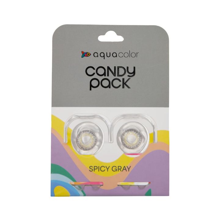 Aquacolor Spicy Grey Candy Pack Zero Power Colored Lenses (2 Lens/Box ...