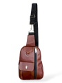 Leather Cross Body Side Bag for Boys, Girls, Men & Women Casual Bag with Many Pockets Brown & Blue Color Crossbody Bag. 
