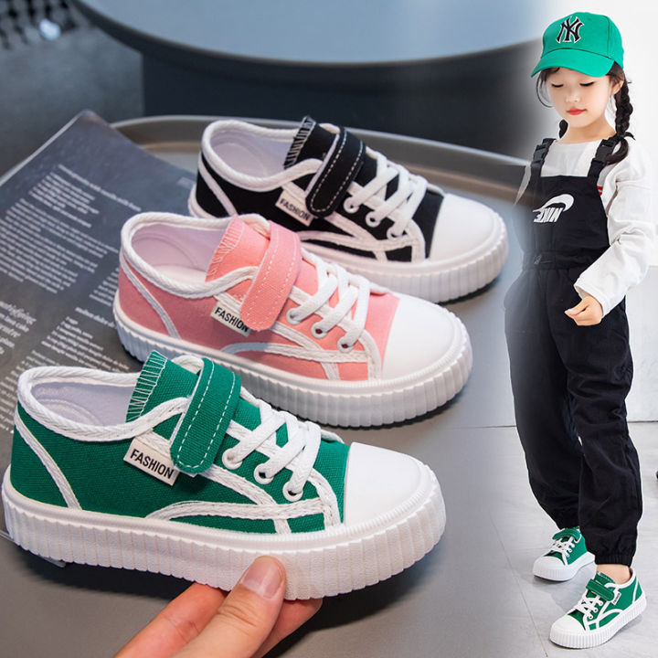 Girls canvas sneakers2023Autumn New Boy s Sneakers Children s Breathable Cloth Shoes Medium and Large Children s Velcro Casual Shoes Daraz.lk